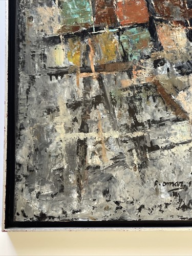 Mid Century Abstract Painting Cubism Modernism Expressionism Omar 1960’s Signed