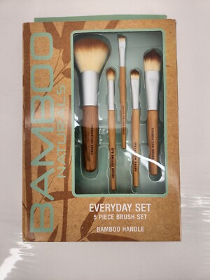 Bamboo Naturals 5 Piece Brush Everyday Set Applicators Soft Bristles Sealed Box