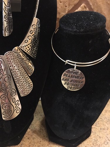 NWT Paparazzi “Untamed” Beautiful Silver Set With Charm Bracelet only $10