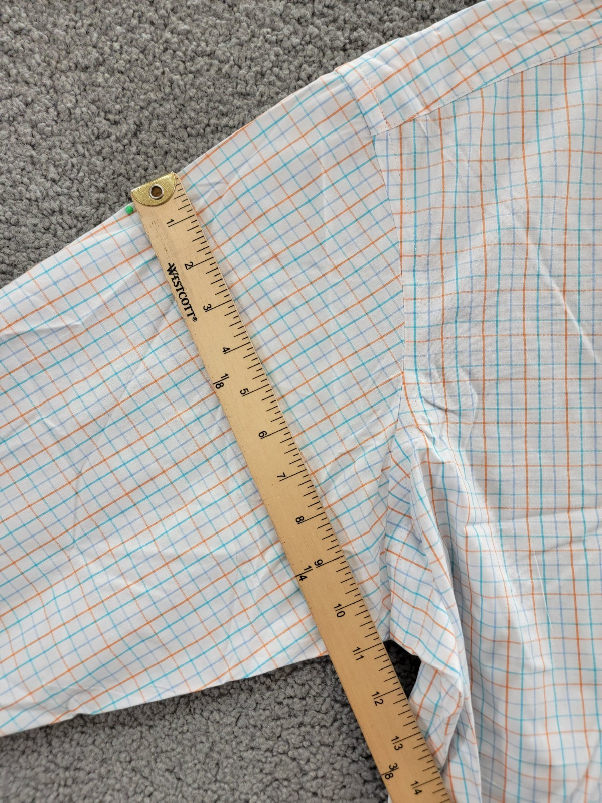 Club Room Regular Fit Performance Dress Shirt Men's 18.5 34-35 Orange/Aqua L/S - Picture 10 of 18