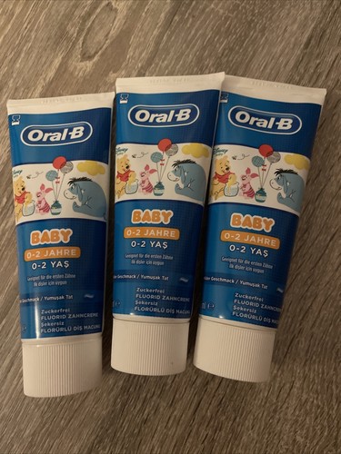 3xOral-B Baby Disney Winnie Pooh Zahncreme, 0-2 Jahre, 75ml Zuckerfrei