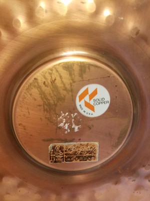 Vintage Georgian Hammered Copper Metal Serving Platter Scalloped Edge