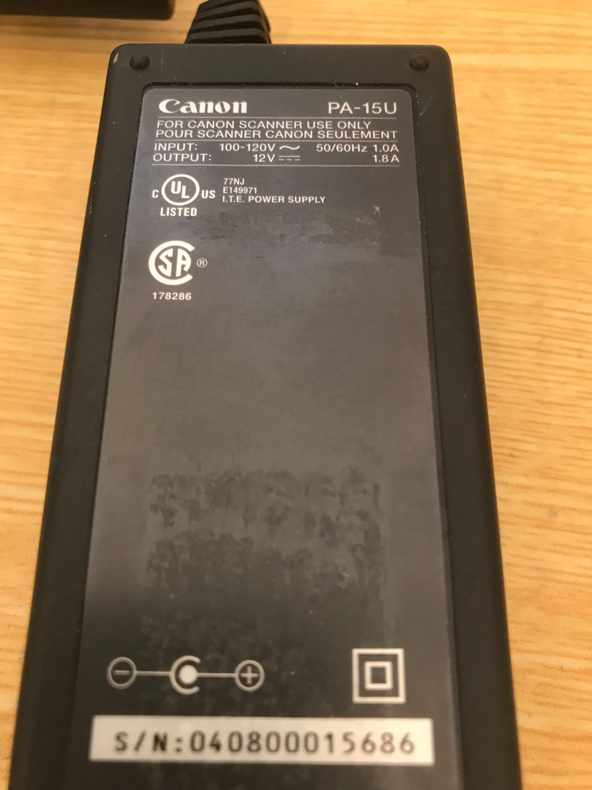 Canon PA-15U Adapter Power Supply
