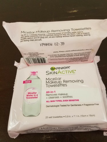 2 Pack Garnier SkinActive Micellar Makeup Removing Towelettes = 50