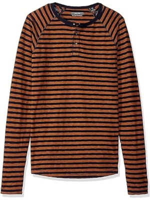 Мужская классическая футболка SCOTCH & SODA в оранжевую полоску с длинным рукавом XL