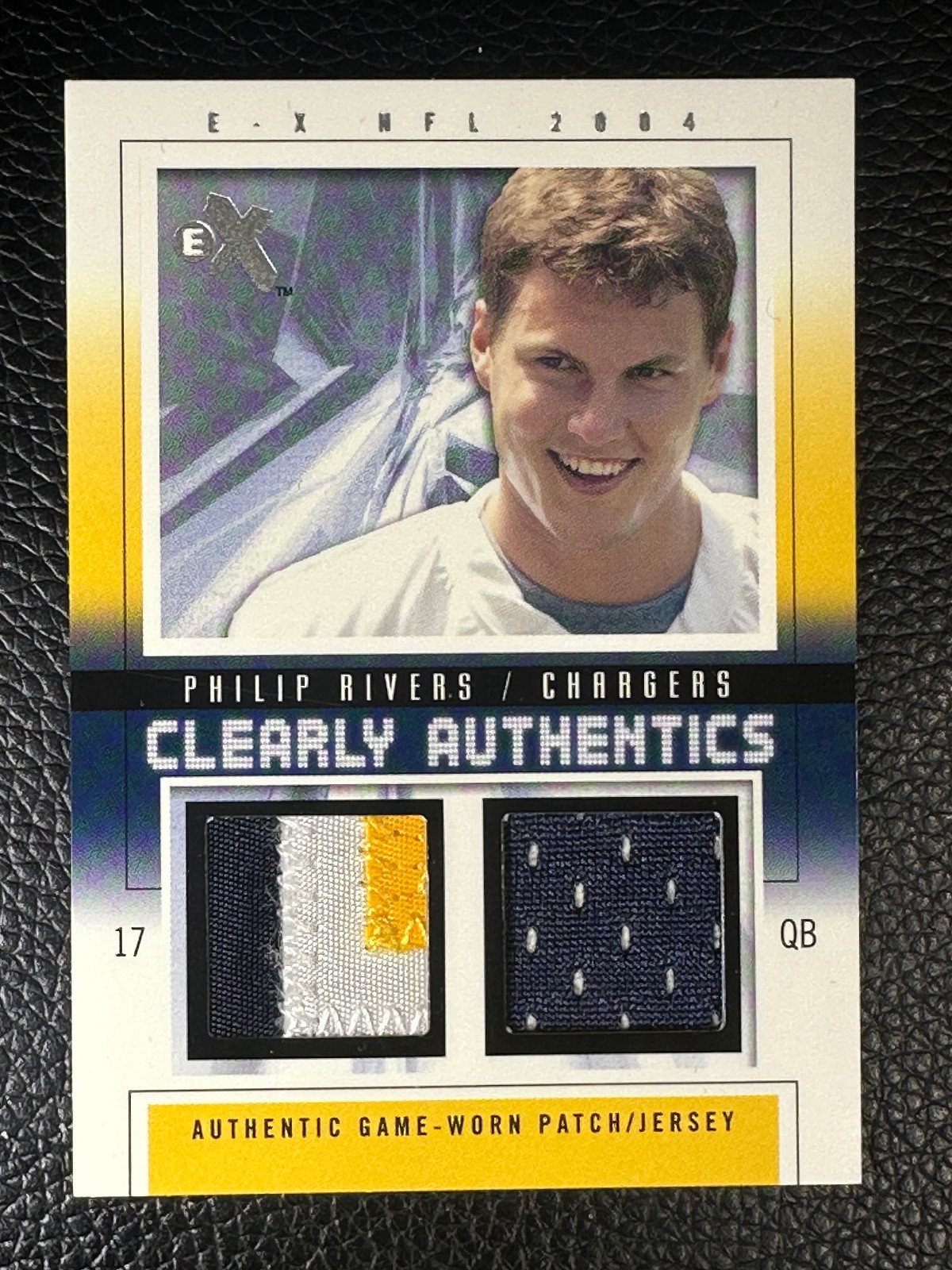 2004 Fleer EX Clearly Authentics Phillip Rivers 10/44 Game Worn Patch Jersey