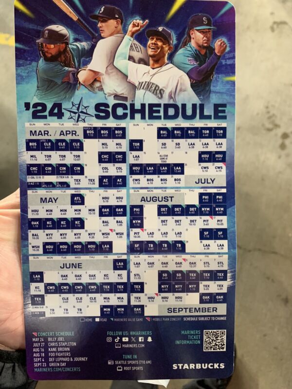 Mlb Seattle Mariners 2024 Magnet Schedule Sga 3/28/24 Officially Licensed New
