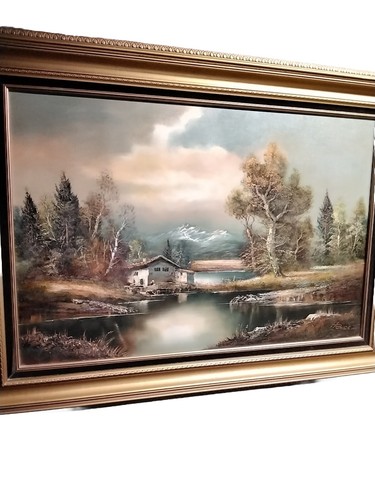 Sighned 1950s Heinz Ross Original Oil Painting On Canvas In