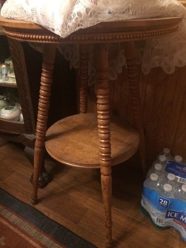 Beautiful Handmade Antique Birds Eye Maple Fern Table W Beading