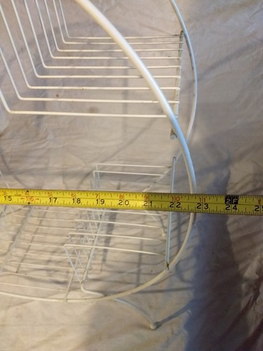 Vintage MidCentury Modern Round White Metal Plant Stand + steel wire rack atomic