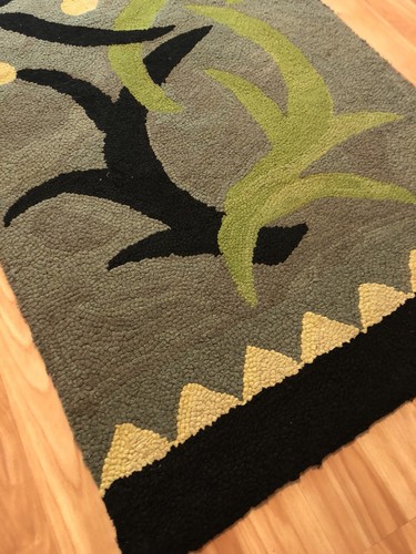 Vtg Mid Century Stylized Floral Rug Runner Wall Hanging Exc.! Mod-