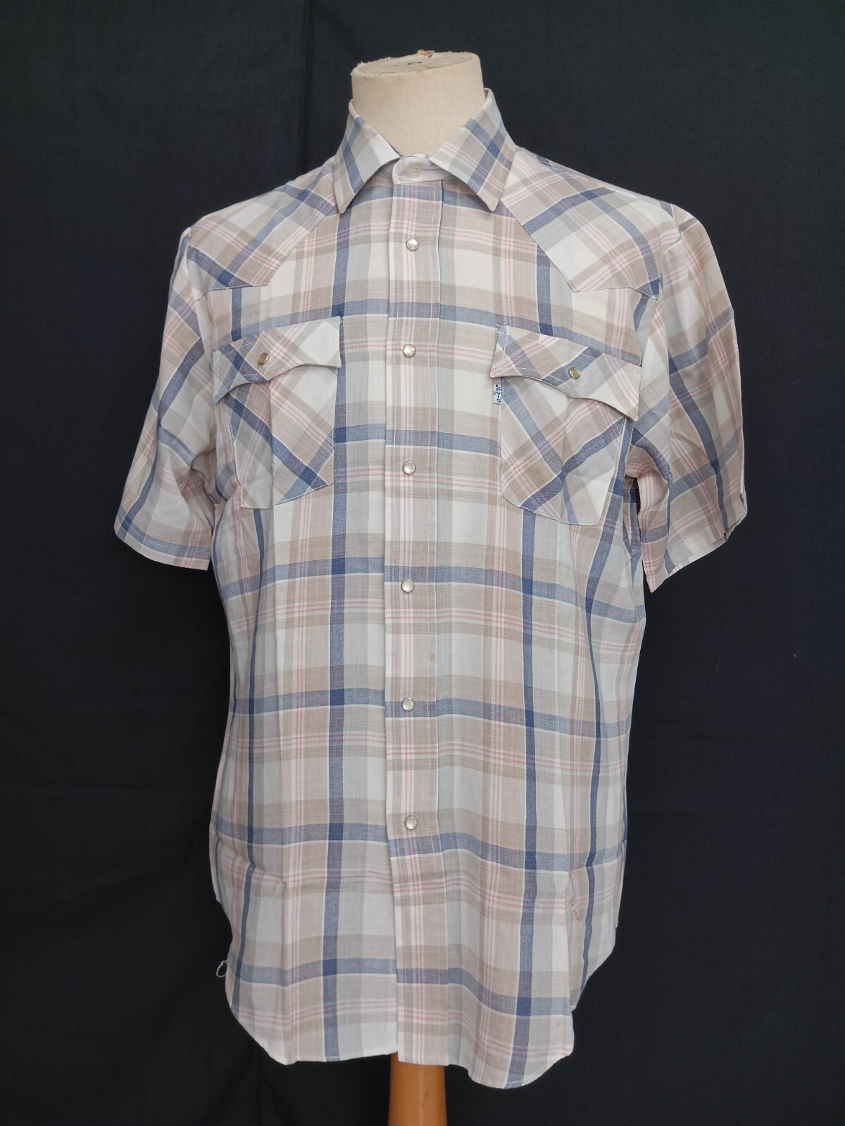 Vtg 70s Levi's Chambray Orange Tab Men's Work Shirt Sky Blue