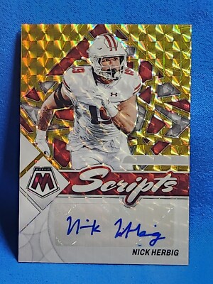 NICK HERBIG 2023 MOSAIC DRAFT PICKS SCRIPTS SM-NHE GOLD PRIZM AUTO RC SP  06/10