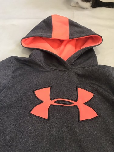 Kids Under Armour Loose Gray/Salmon Color Pull Over Hoodie Sz YLG