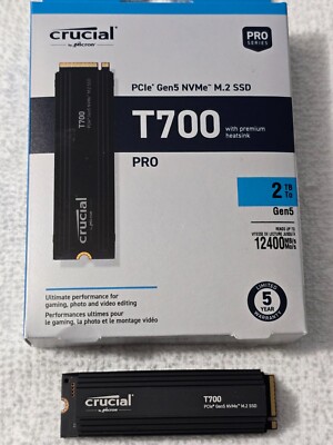Crucial T700 2TB GEN5 W/ Heatsink M.2 NVMe PCI-Express 5.0 x4 SSD CT2000T700SSD5