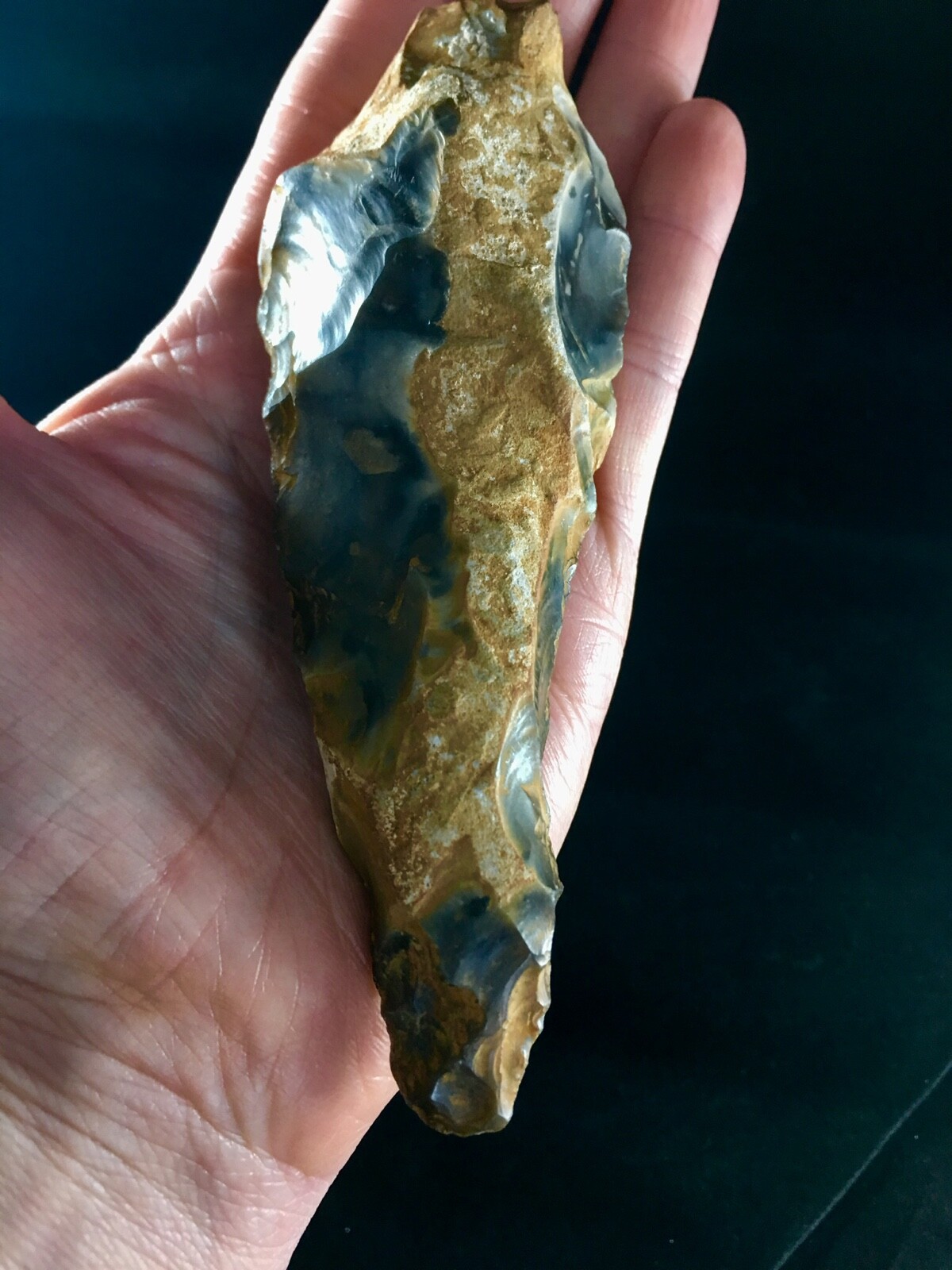 Neolithic Pick artifact tool France 124 grams Black Silex Limonite