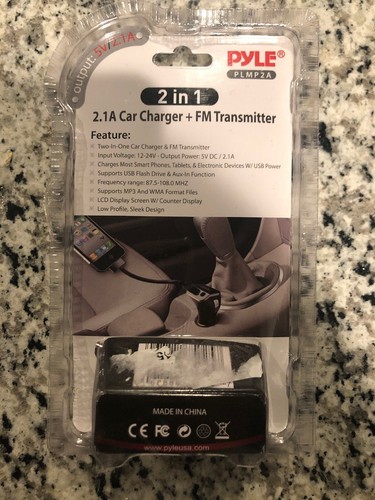 Pyle PLMP2A FM Radio Transmitter with USB Port for Charging 3.5mm AUX Input Car!