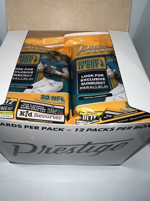 2022 Panini Prestige Football 12 Factory Sealed Fat Cello Jumbo 12 Pack Per Box