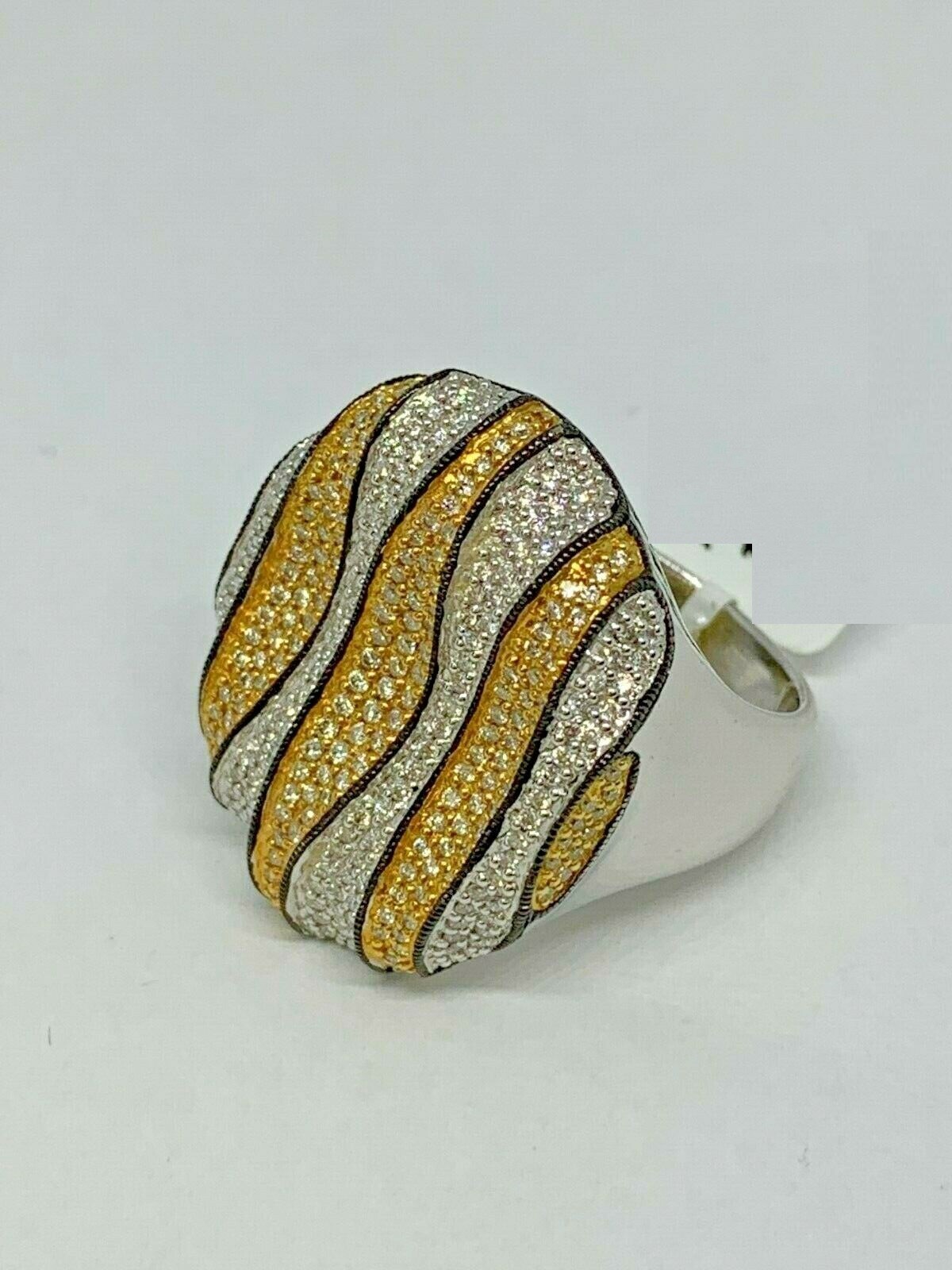 Pre-owned Online0369 1.58 Ct Round Yellow Cubic Zirconia Mens Large Ring 925 Sterling Silver