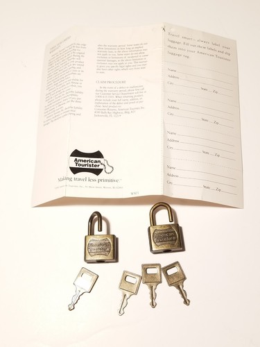 American Tourister Luggage Locks Mini Padlocks 2 Lock and 4 Keys Match