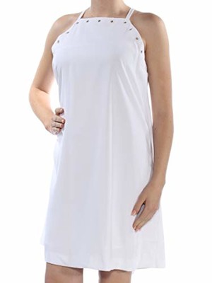 

ALFANI Женское белое платье прямого кроя на тонких бретельках выше колена Размер, Белый