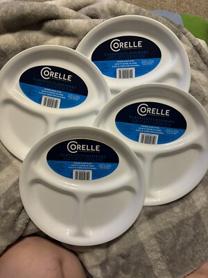 Corelle Separated Divided Dish Winter Frost White Vitrelle NEW 4pc