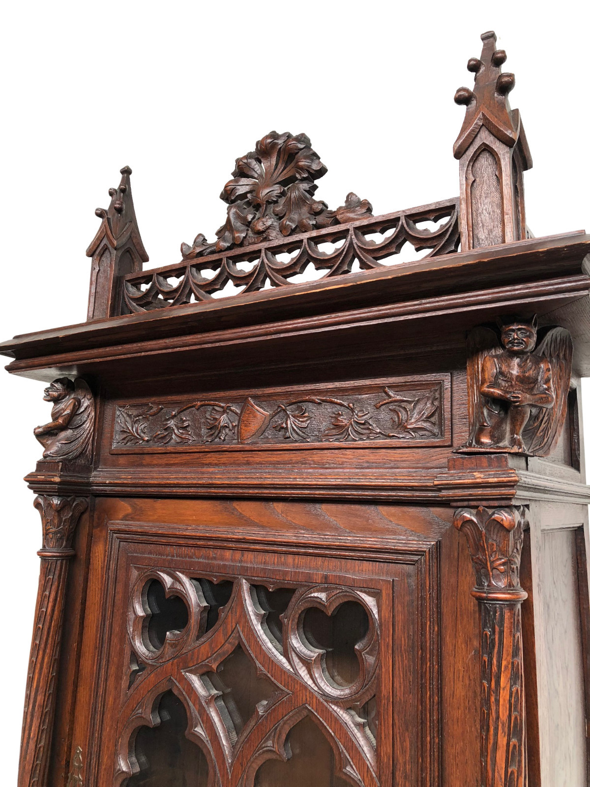 Tall & Narrow French Gothic Cabinet, Oak, 19th Century