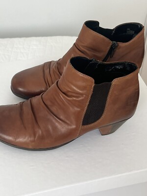 Remonte Rieker Ankle Boots Brown Leather EU 39 US 8/8.5 Women s