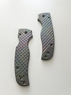Scales For Spyderco Shaman - Metonboss Oil Slick Brushed Zirc Frag