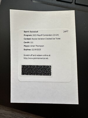 2023-24 Panini Contenders Amen Thompson Rookie Cracked Ice Ticket Var # d /25!