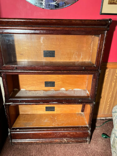 Vintage MACEY 3 SECTION BARRISTER BOOKCASE #2B Grand rapids Mich. needs work