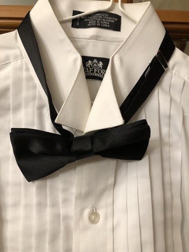 Stafford White Pleated Front Tuxedo Shirt With Accessories Men’s Sz 17