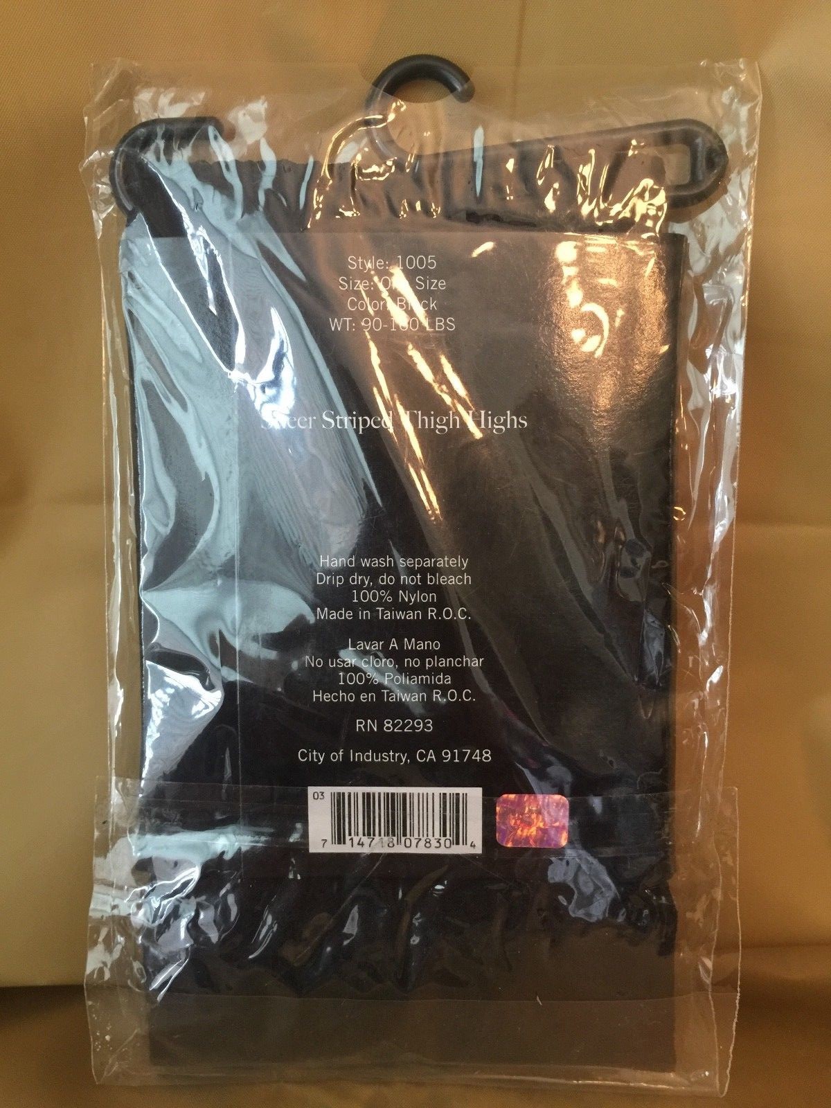 NEW IN PACKAGE - Leg Avenue Sheer Striped Thigh Highs - One Size - BLACK