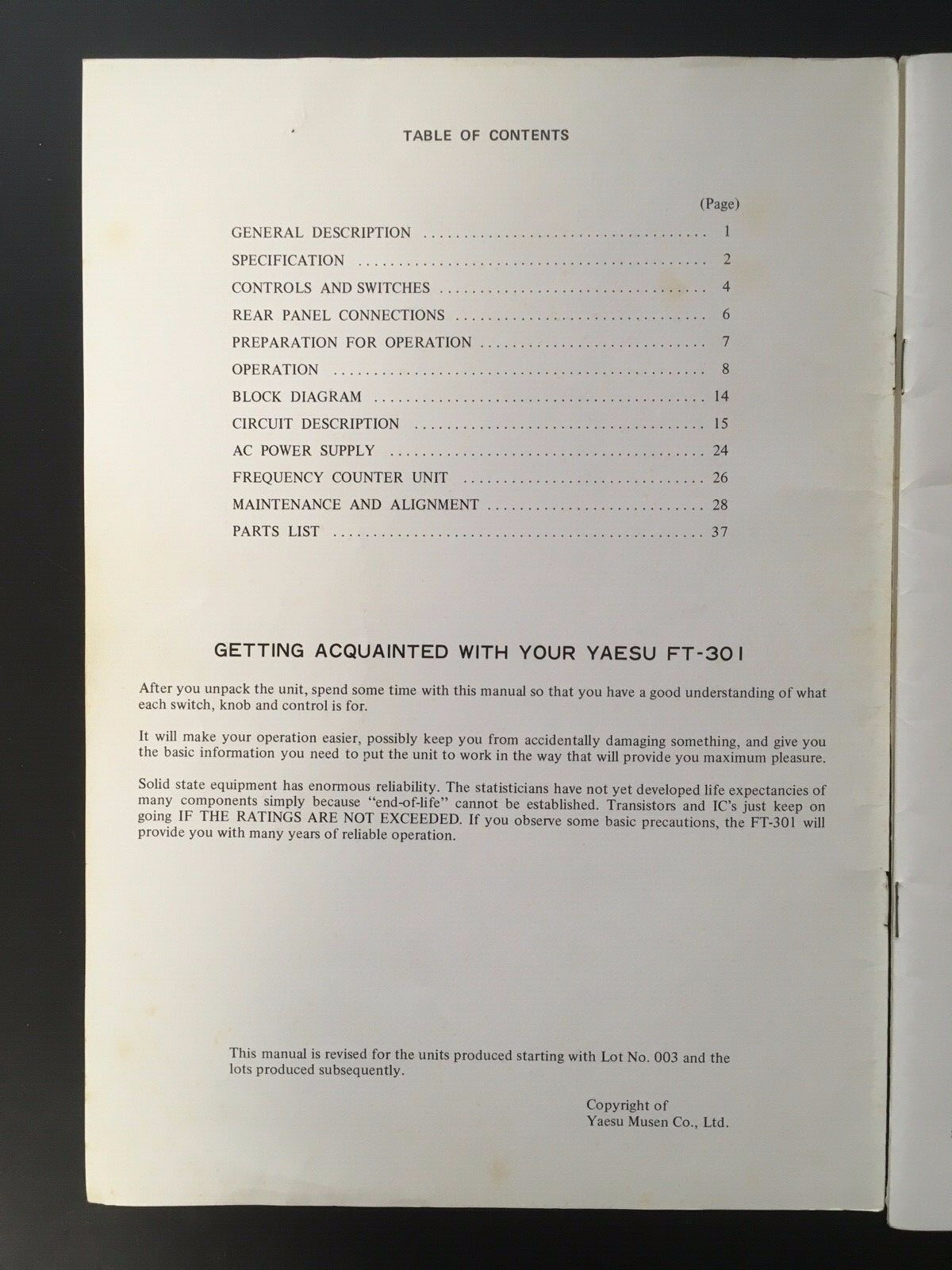 YAESU FT-301 Instruction Manual With Schematics 48 Pages Including Service Info