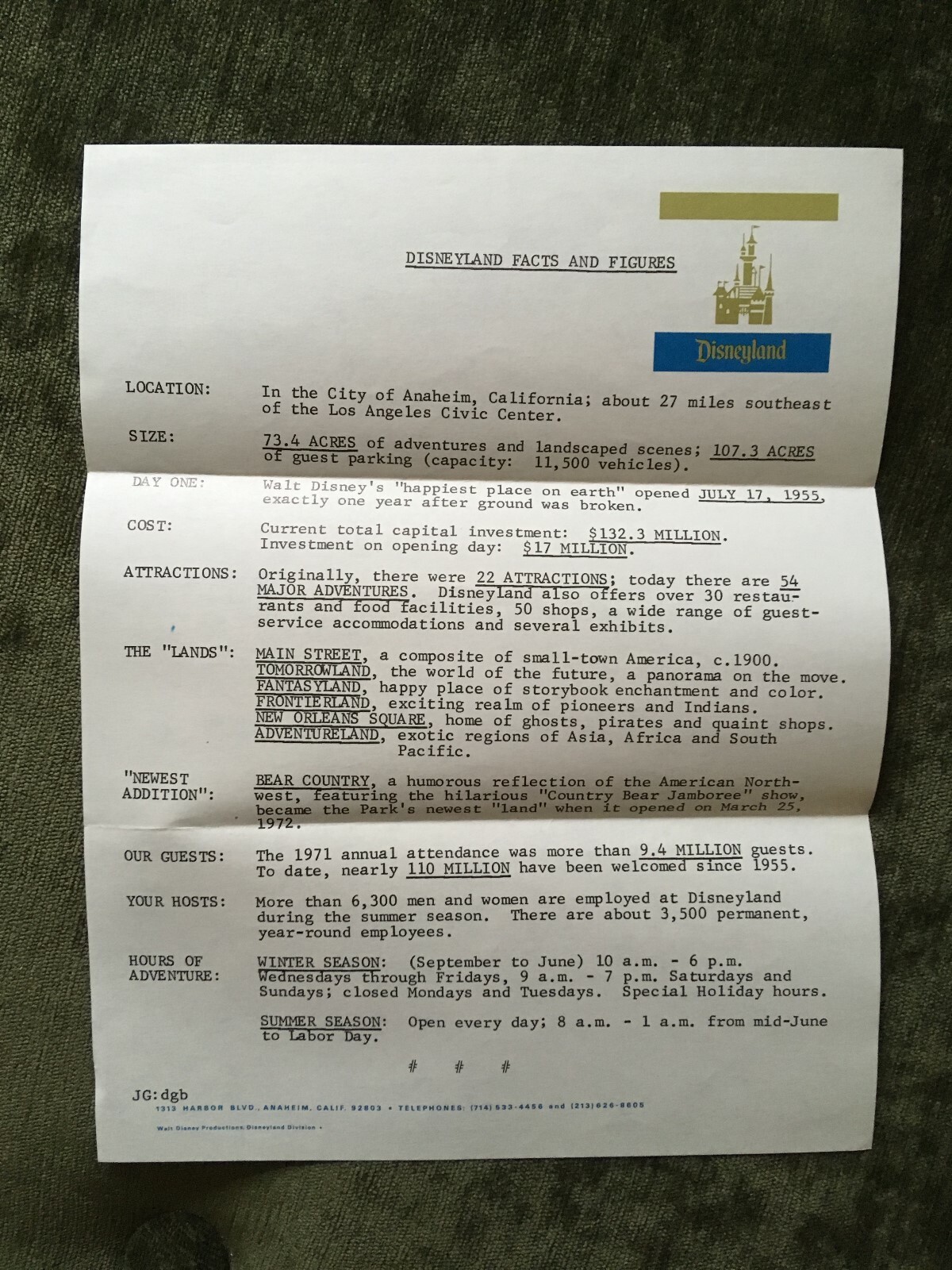 VINTAGE DISNEYLAND PSYCHEDELIC PAPER BAG 1960'S-70'S GROOVY! + DISNEYLAND FACTS