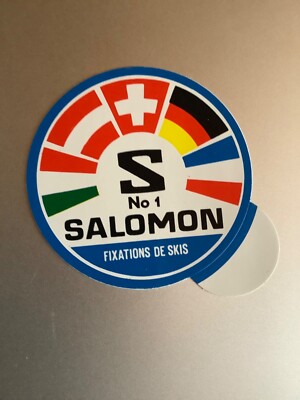 Adhesive Sticker - SALOMON FIXATION DE SKIS sticker - Vintage 80s Original decal