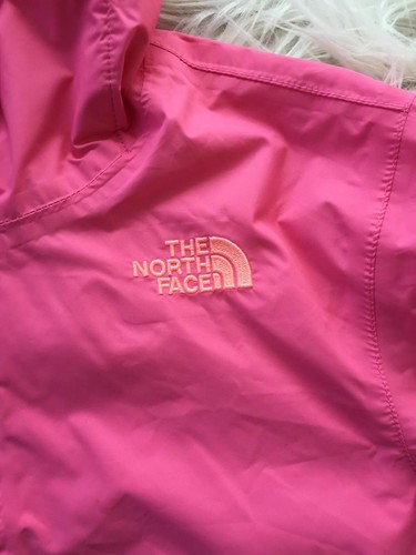 THE NORTH FACE Jacket Girls 14/16 Pink Grey Hooded Windbreaker Dryvent