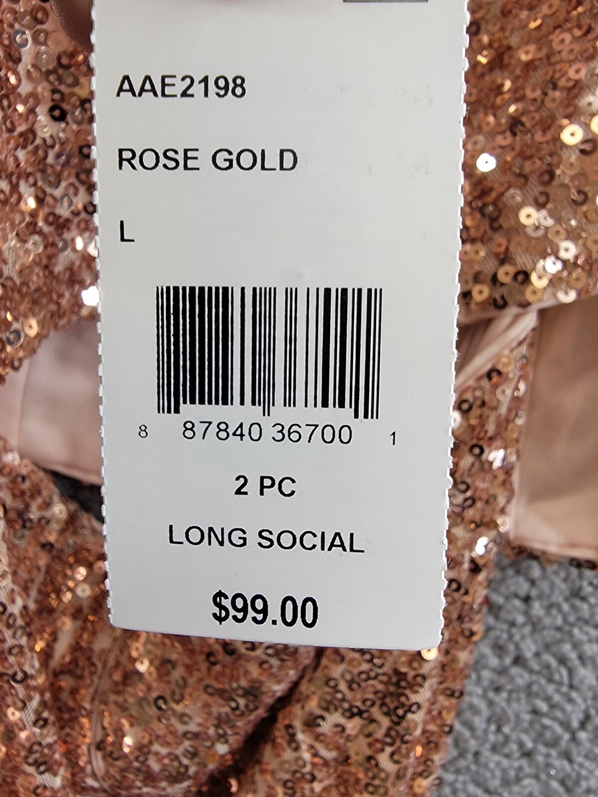 Emerald Sundae 2-Pc. Sequined Halter Dress Juniors L Rose Gold Back Zip Closure - Picture 18 of 18