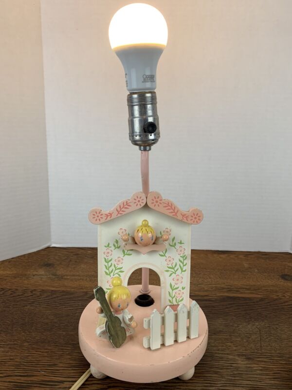 Vintage Wooden Angels Nursery Lamp