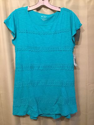 NEW DIRECTIONS WEEKEND BLOUSE TURQUOISE SMALL CUTE AS A BUTTON! L@@K NEW NWT