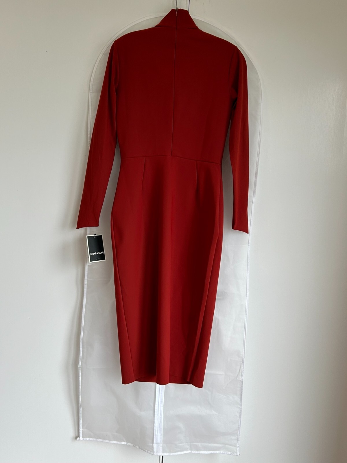 Pre-owned Chiara Boni Dulce Cutout Turtle-neck Dress 8u.s./44it Terracotta Msrp$750 In Terracotta/deep Orange