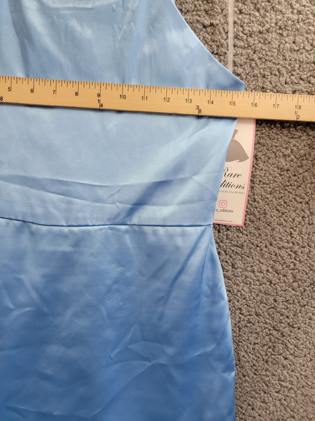 Rare Editions Sleeveless Imitation Pearl Halter Dress Big Girls 16 Blue Back Zip - Picture 5 of 16