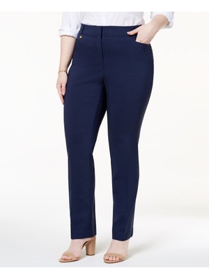 

JM COLLECTION Женские темно-синие брюки прямого кроя с карманами на молнии Petites, Navy, 51931IN472