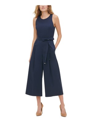 

TOMMY HILFIGER Женский темно-синий комбинезон без рукавов с круглым вырезом и завязками на талии, Navy