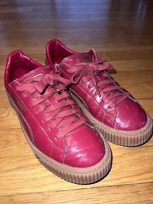 Puma Basket Platform Low Leather Trainers BurgundyGum UK 6.5 US 9 EUR 40 GUC