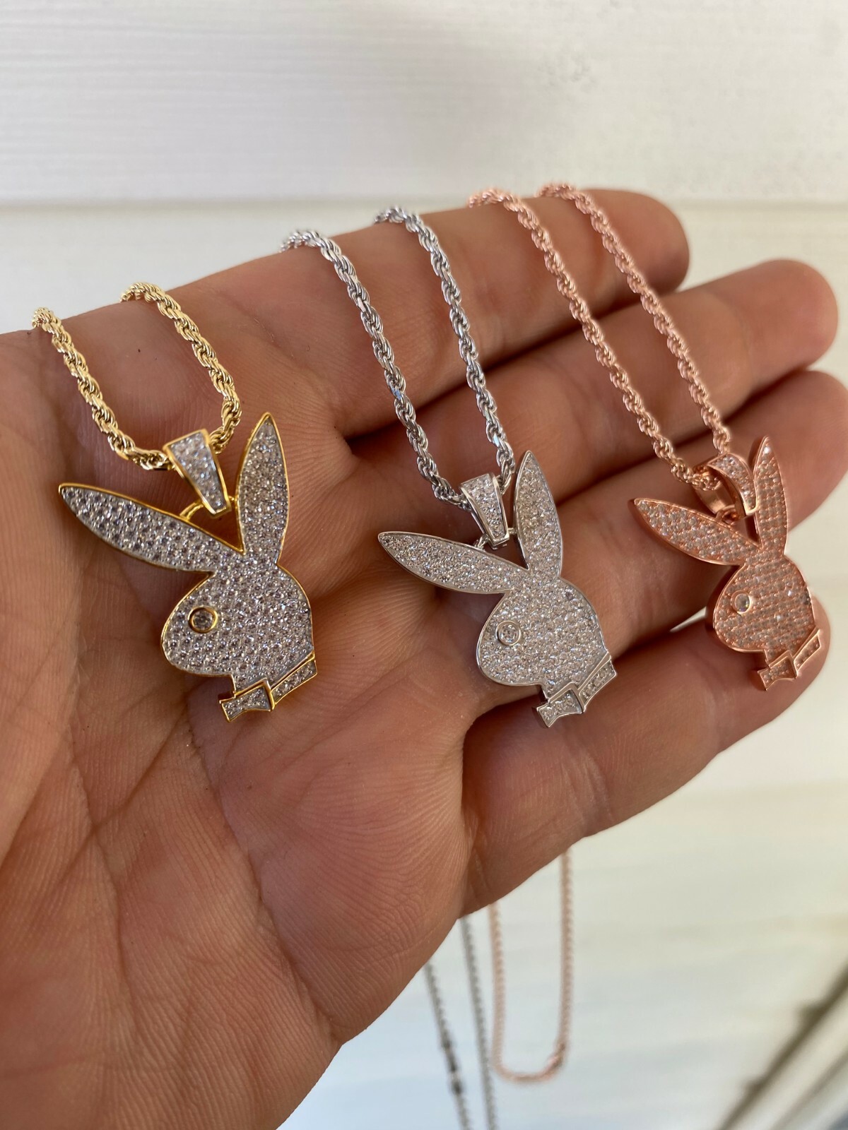 Playboy Bunny Pendant Simulated Diamond 