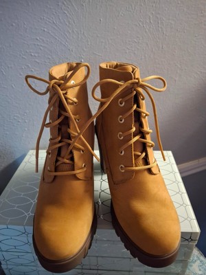 Timberland Allington 6-Inch Lace-Up High Heeled Boot Wheat Nubuck Size 10  $65