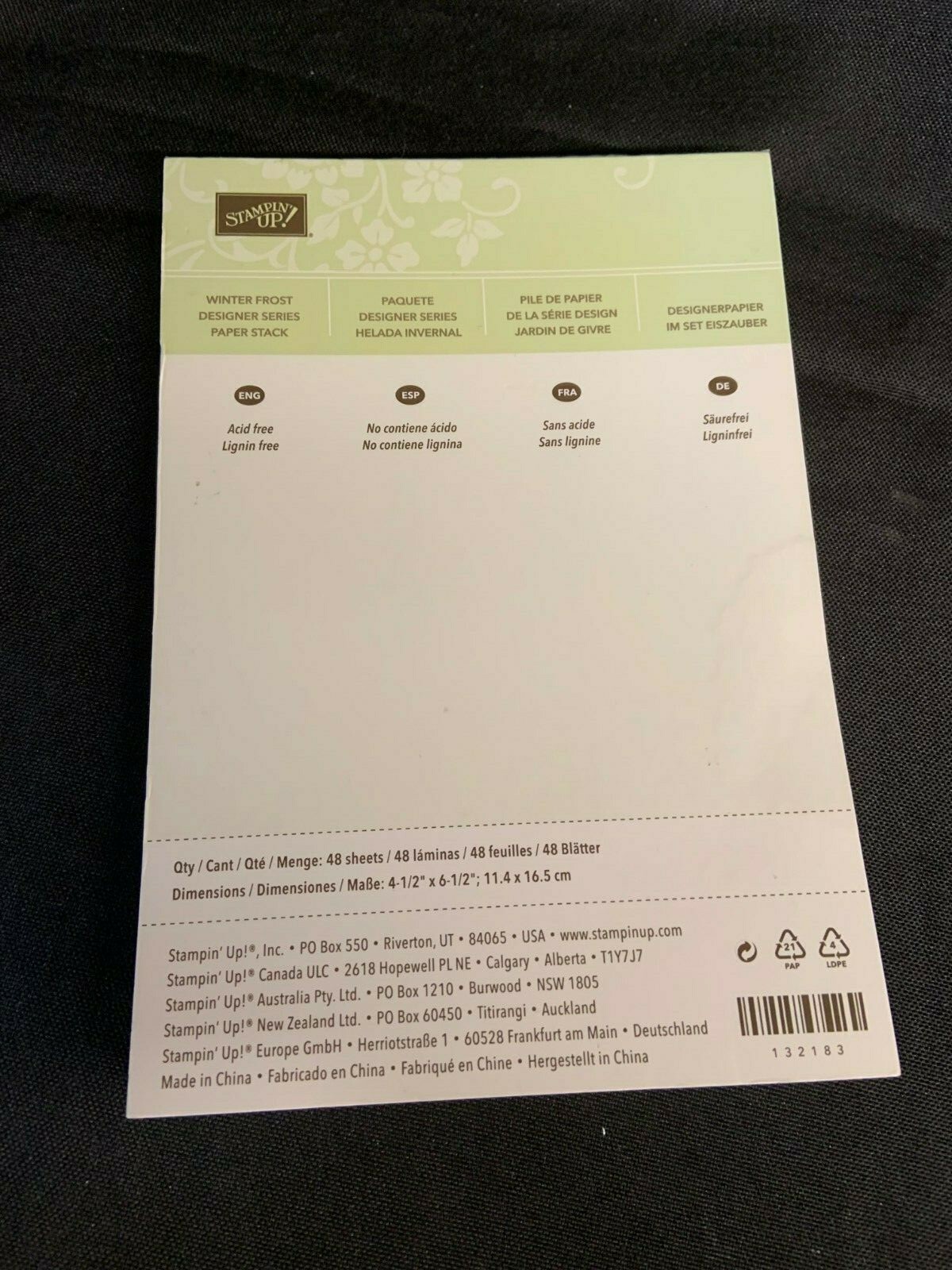 Stampin Up! Winter Frost Paper Stack 4 1/2 x 6 1/2 DSP