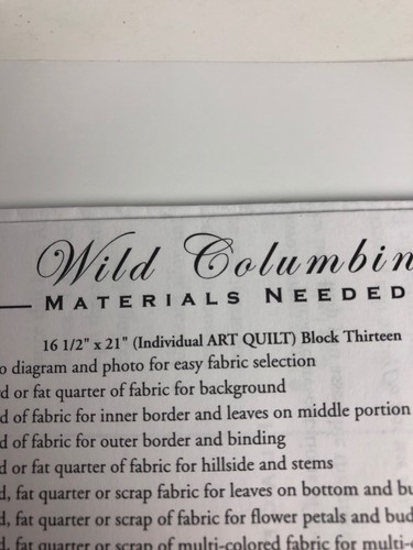 Petals Of My Heart Wild Columbine Art Quilt Pattern Block Thirteen