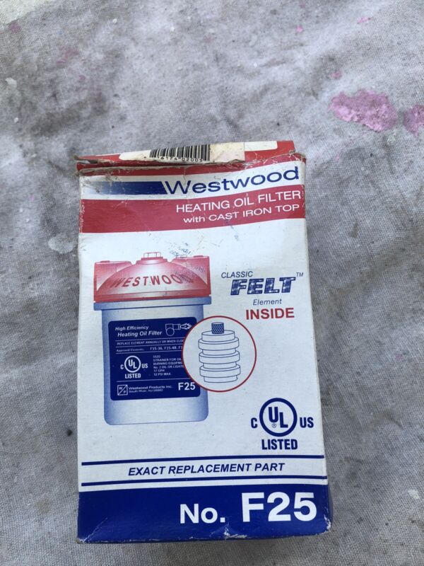 New in box Westwood heating oil filter with cast-iron top no.  F 25